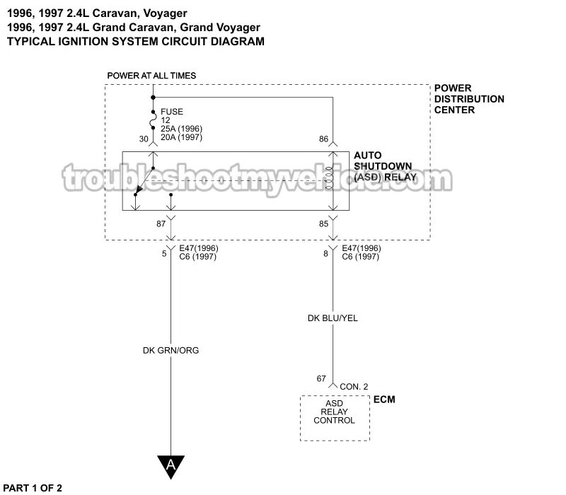 Ignition System Wiring Diagram (1996-1997 2.4L Dodge And Plymouth Minivan)