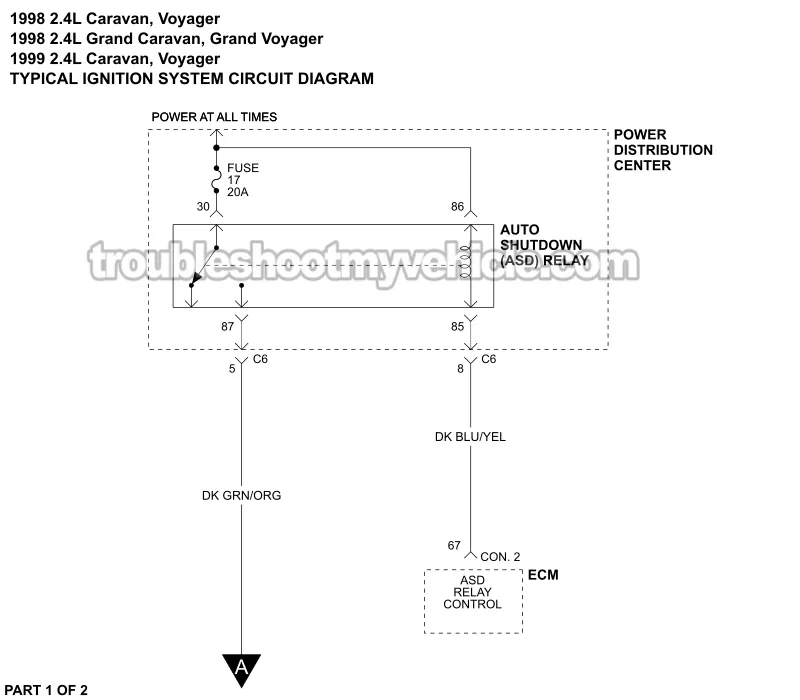 Ignition System Wiring Diagram (1998-1999 2.4L Dodge And Plymouth Minivan)