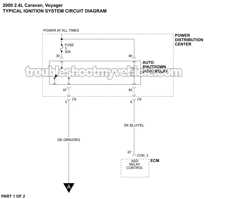 Ignition System Wiring Diagram (2000 2.4L Dodge And Plymouth Minivan)