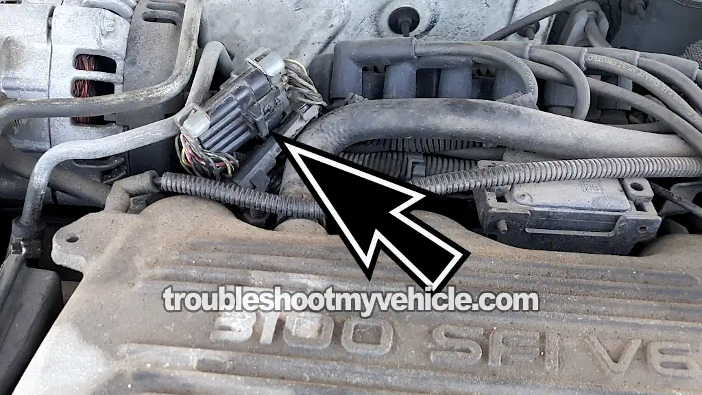 Location Of The 10 Pin Fuel Injector Connector. How To Test The Fuel Injectors (1994, 1995, 1996, 1997, 1998, 1999 3.1L V6 Buick Century)