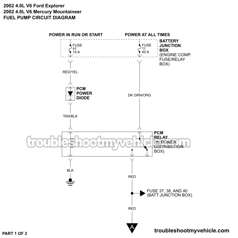 Fuel Pump Circuit Wiring Diagram (2003 4.0L V6 Ford Explorer And Mercury Mountaineer)