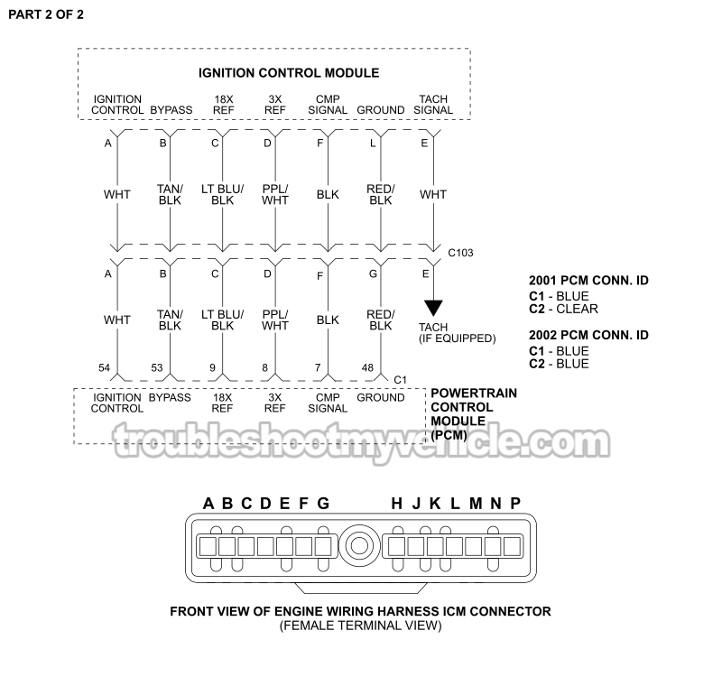 PART 2 OF 2: ICM And CKP/CMP Sensor Circuit Wiring Diagram (2001, 2002 3.8L V6 Buick LeSabre) PART 2 OF 2: ICM And CKP/CMP Sensor Circuit Wiring Diagram (2001, 2002 3.8L V6 Buick LeSabre)
