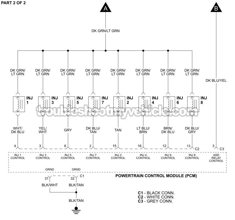 PART 2 OF 2: Fuel Injector Circuit Wiring Diagram (1999, 2000, 2001 4.7L V8 Jeep Grand Cherokee)