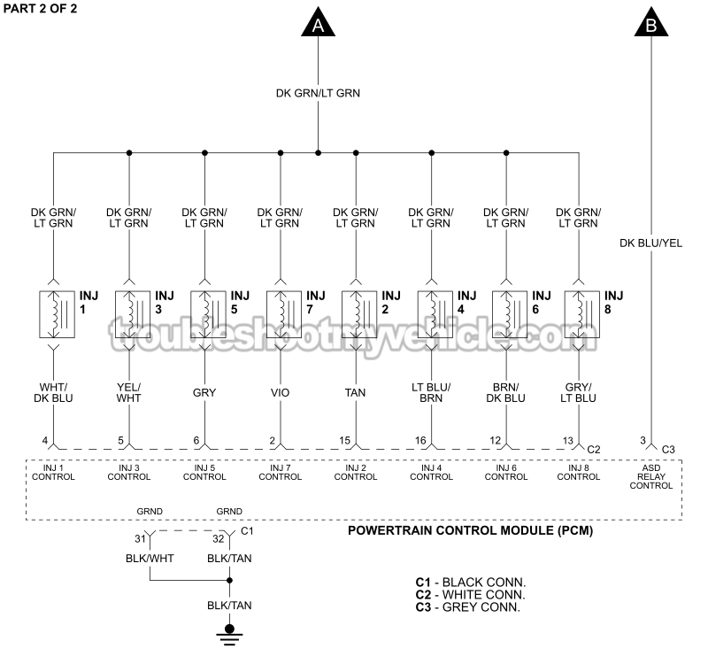 PART 2 OF 2: Fuel Injector Circuit Wiring Diagram (2002, 2003, 2004 4.7L V8 Jeep Grand Cherokee)