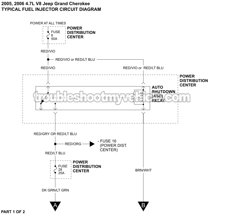 PART 1 OF 2: Fuel Injector Circuit Wiring Diagram (2007 4.7L V8 Jeep Grand Cherokee)