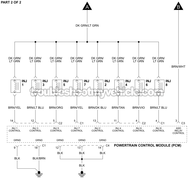 PART 2 OF 2: Fuel Injector Circuit Wiring Diagram (2007 4.7L V8 Jeep Grand Cherokee)