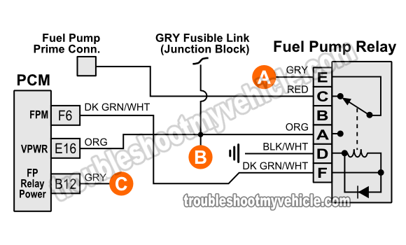 Fuel Pump Relay Wiring Diagram (1993 Chevy Pickup 4.3L, 5.0L, 5.7L w/ Automatic Transmission)