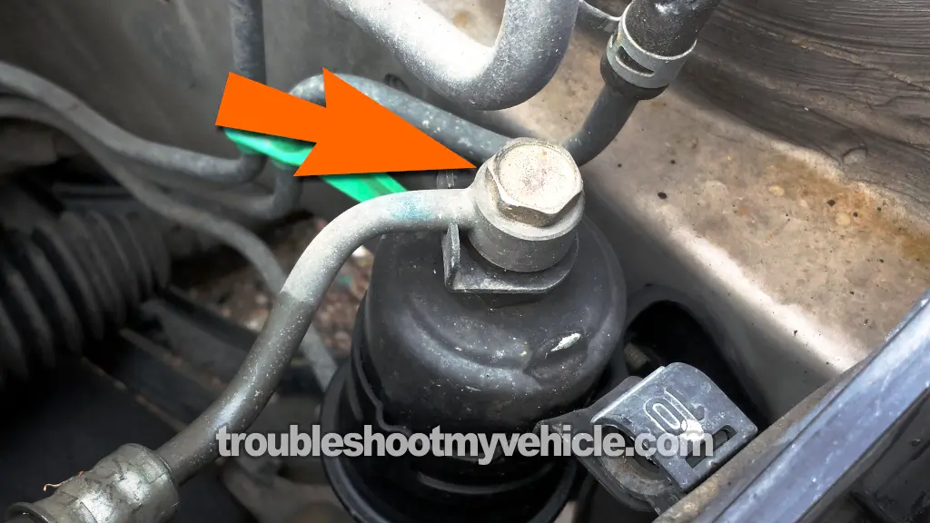 Location Of Fuel Filter's Banjo Bolt (Union Bolt). How To Test The Fuel Pump (1996, 1997, 1998, 1999, 2000, 2001 2.2L Toyota Camry)