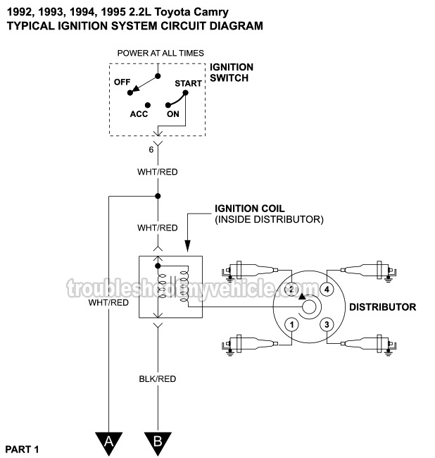 Ignition System Wiring Diagram (1992-1995 2.2L Toyota Camry)