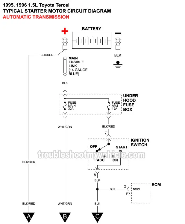 Part 1 Starter Motor Circuit Wiring Diagram 1995 1 5l Toyota Tercel