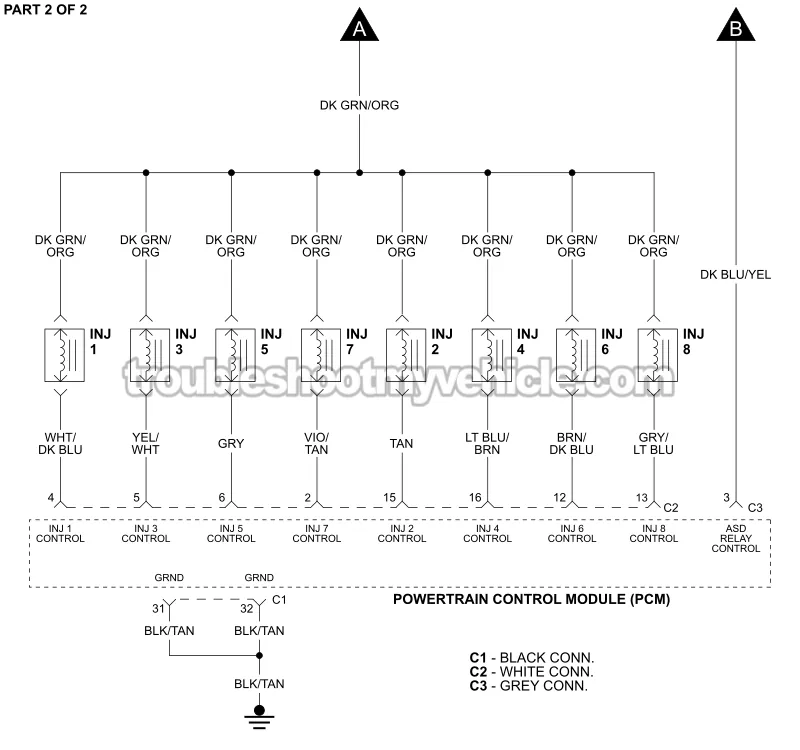 PART 2 of 2 -Fuel Injector Circuit Wiring Diagram. 2002 4.7L V8 Dodge Ram Pickup