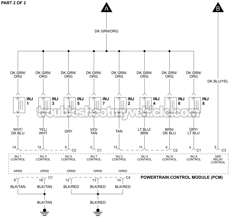 PART 2 of 2 -Fuel Injector Circuit Wiring Diagram. 2003 4.7L V8 Dodge Ram Pickup
