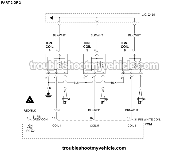 PART 2 OF 2: Ignition Coil Circuit Wiring Diagram (2003, 2004, 2005, 2006, 2007 3.0L V6 Honda Accord) PART 2 OF 2: Ignition Coil Circuit Wiring Diagram (2003, 2004, 2005, 2006, 2007 3.0L V6 Honda Accord)