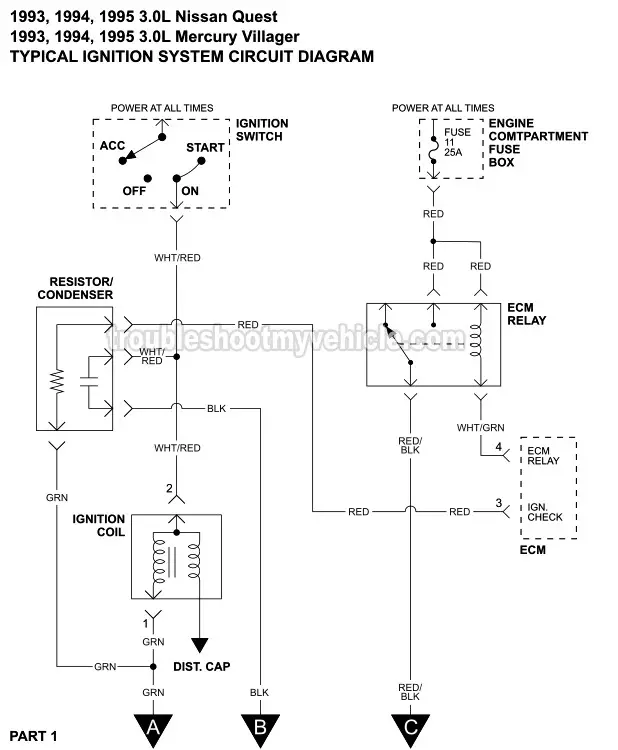 Part 1 Ignition System Wiring Diagram 1993 1998 3 0l Nissan Quest