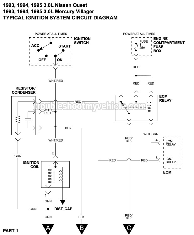 Ignition System Wiring Diagram (1993-1998 3.0L Nissan Quest)