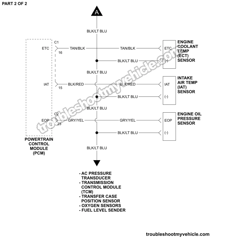 PART 1 OF 2: Sensor Power And Ground Circuit Wiring Diagram (2002 4.7L V8 Dodge Ram Pickup) PART 1 OF 2: Sensor Power And Ground Circuit Wiring Diagram (2002 4.7L V8 Dodge Ram Pickup)
