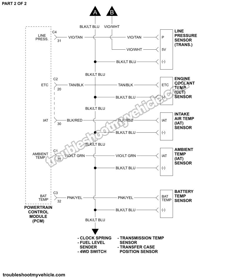PART 1 OF 2: Sensor Power And Ground Circuit Wiring Diagram (2003 4.7L V8 Dodge Ram Pickup) PART 1 OF 2: Sensor Power And Ground Circuit Wiring Diagram (2003 4.7L V8 Dodge Ram Pickup)
