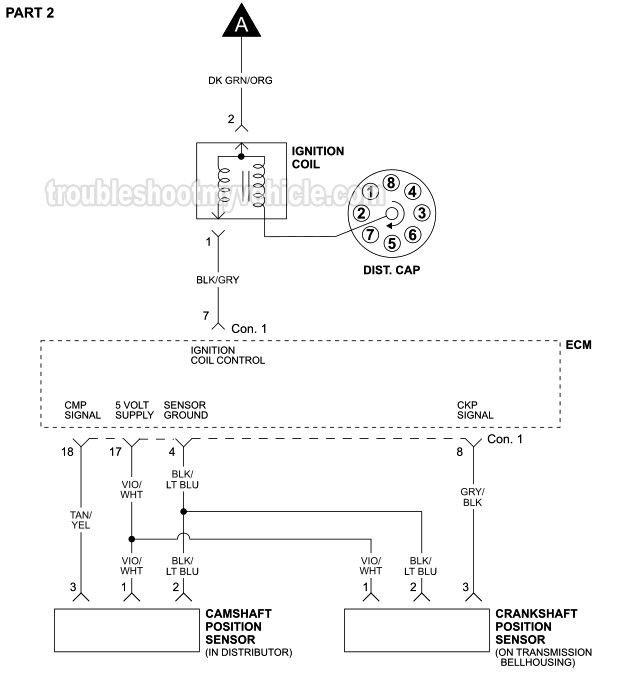 PART 2 -Ignition System Wiring Diagram. 1998, 1999, 2000 5.2L V8 Ram 1500 Pickup