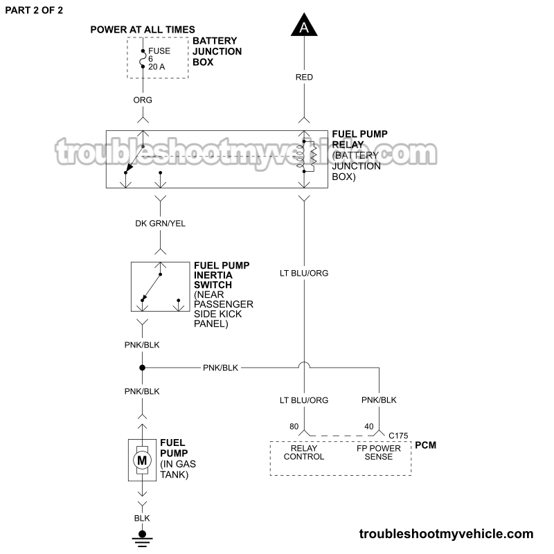 PART 2 OF 2: Fuel Pump Circuit Wiring Diagram (2001, 2002, 2003, 2004 3.0L V6 Ford Escape) PART 2 OF 2: Fuel Pump Circuit Wiring Diagram (2001, 2002, 2003, 2004 3.0L V6 Ford Escape)