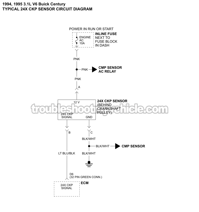 24X CKP Sensor Circuit Wiring Diagram (1994-1995 3.1L V6 Buick Century)