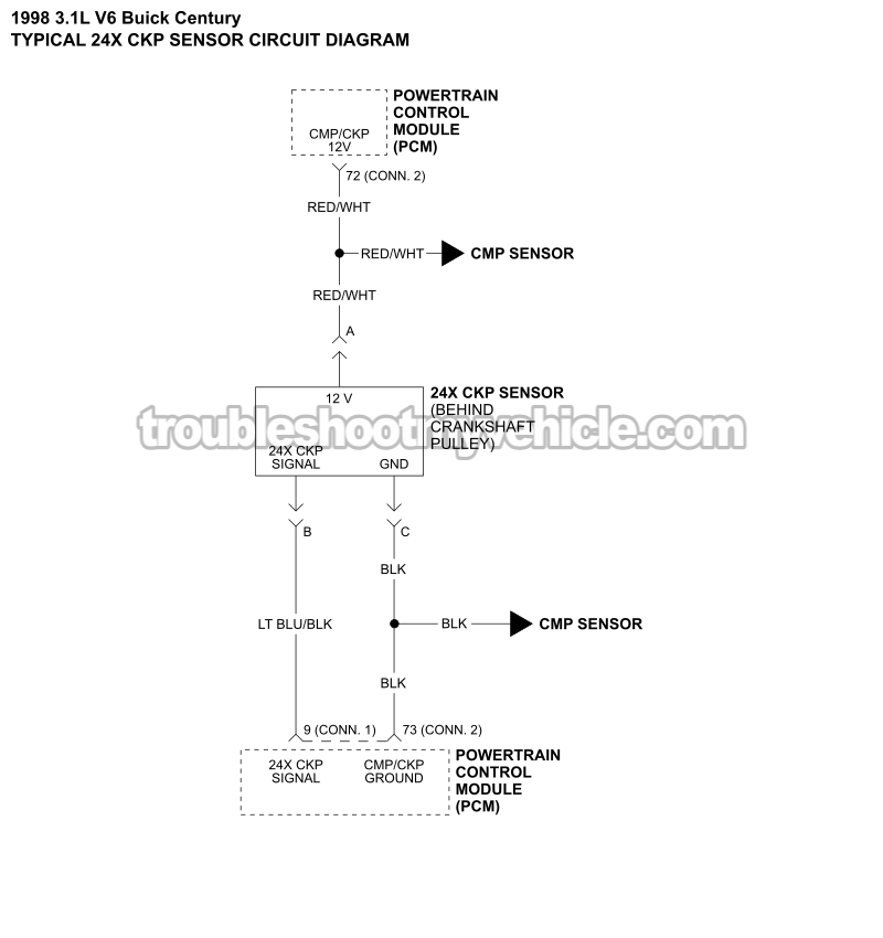 24X CKP Sensor Circuit Wiring Diagram (1998 3.1L V6 Buick Century)