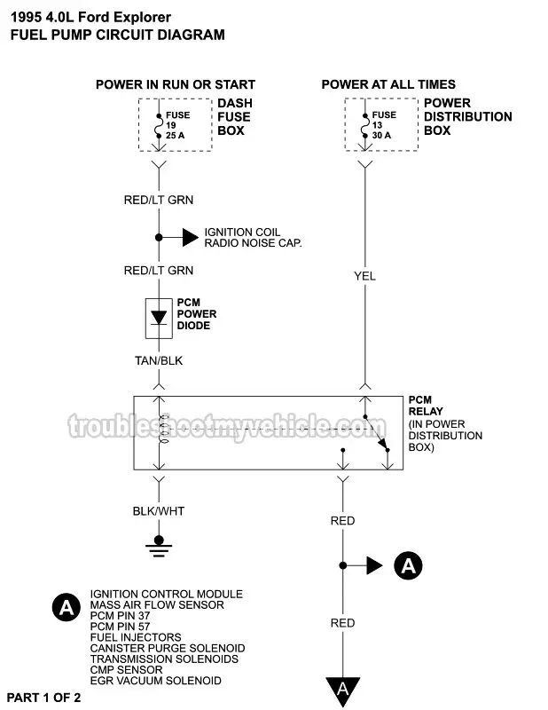 Fuel Pump Circuit Wiring Diagram (1995 4.0L Ford Explorer)