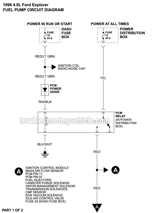 Fuel Pump Circuit Wiring Diagram (1996 4.0L Ford Explorer)