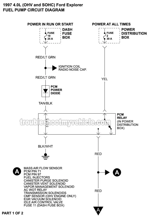 Fuel Pump Circuit Wiring Diagram (1997 4.0L Ford Explorer)