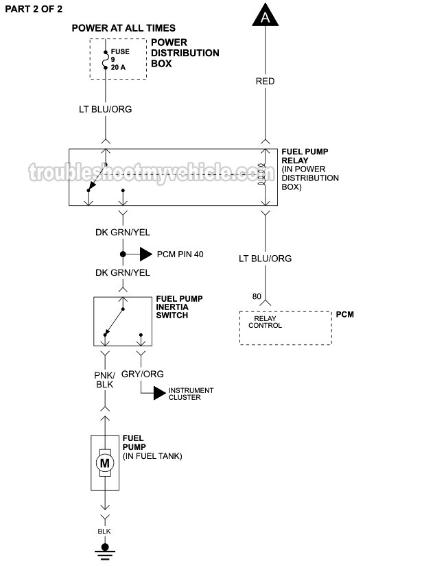 Fuel Pump Circuit Wiring Diagram (1998-2001 4.0L Ford Explorer)
